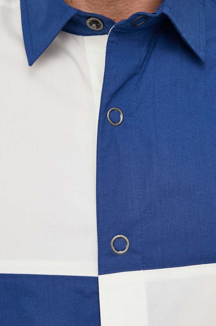 Βαμβακερό πουκάμισο United Colors of Benetton 5EDZUQ01Z.901 σκούρο μπλε