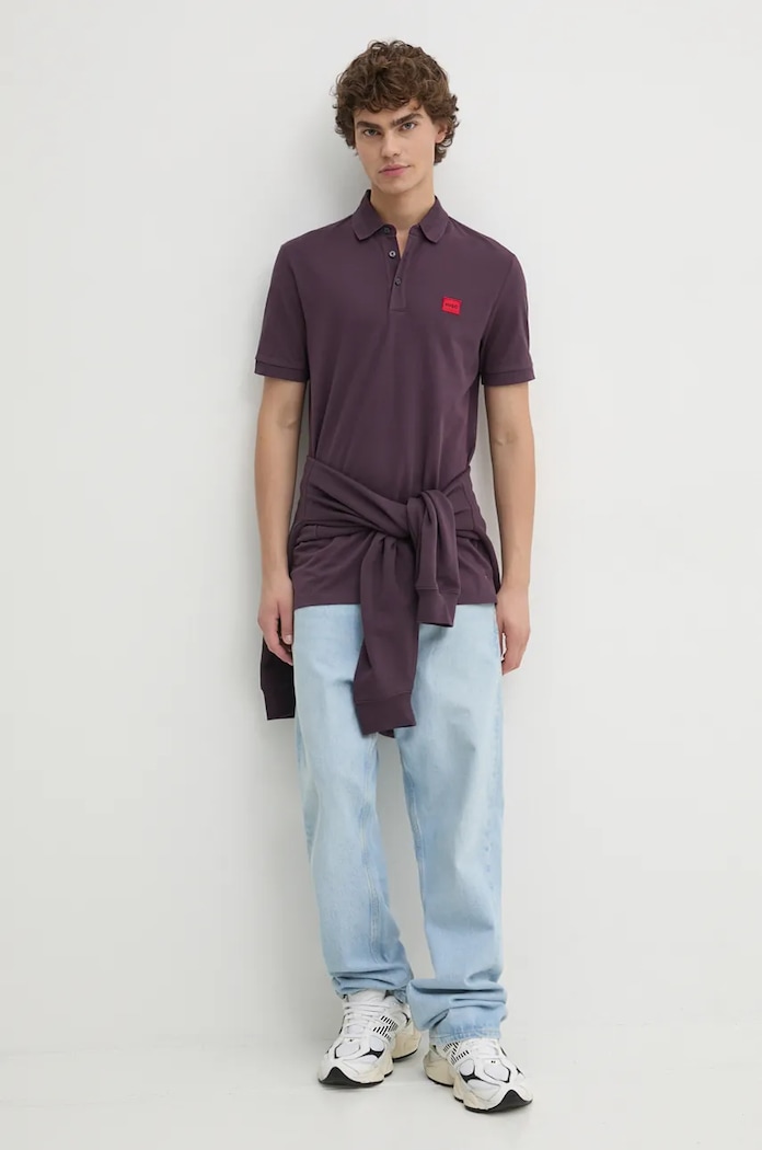 HUGO polo in cotone 50490770 violetto SS25