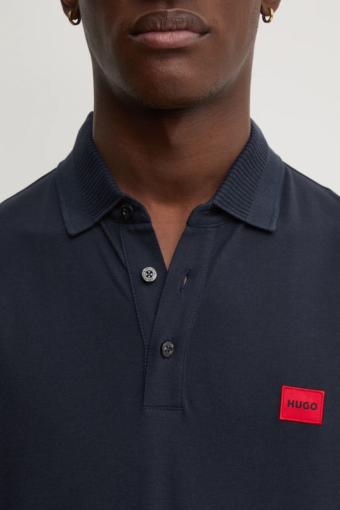 Bavlnené polo tričko HUGO 50490770 tmavomodrá