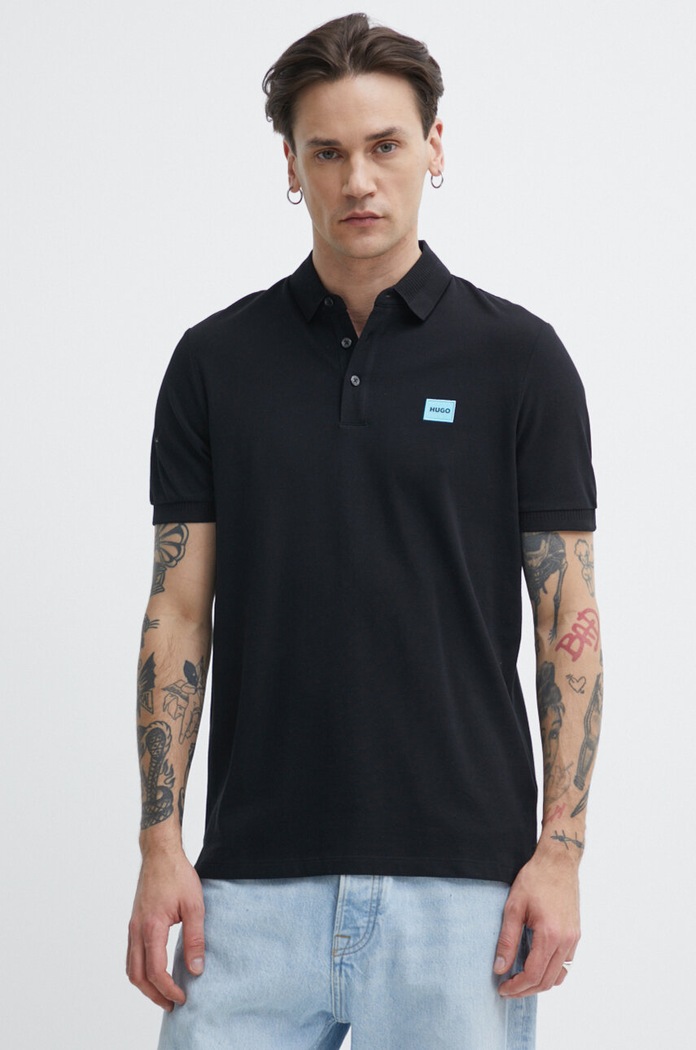 HUGO polo bawełniane 50490770 czarny SS25