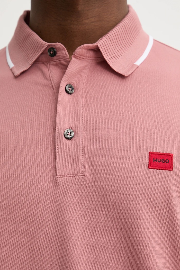 HUGO polo bawełniane Deresino232 50490775 różowy