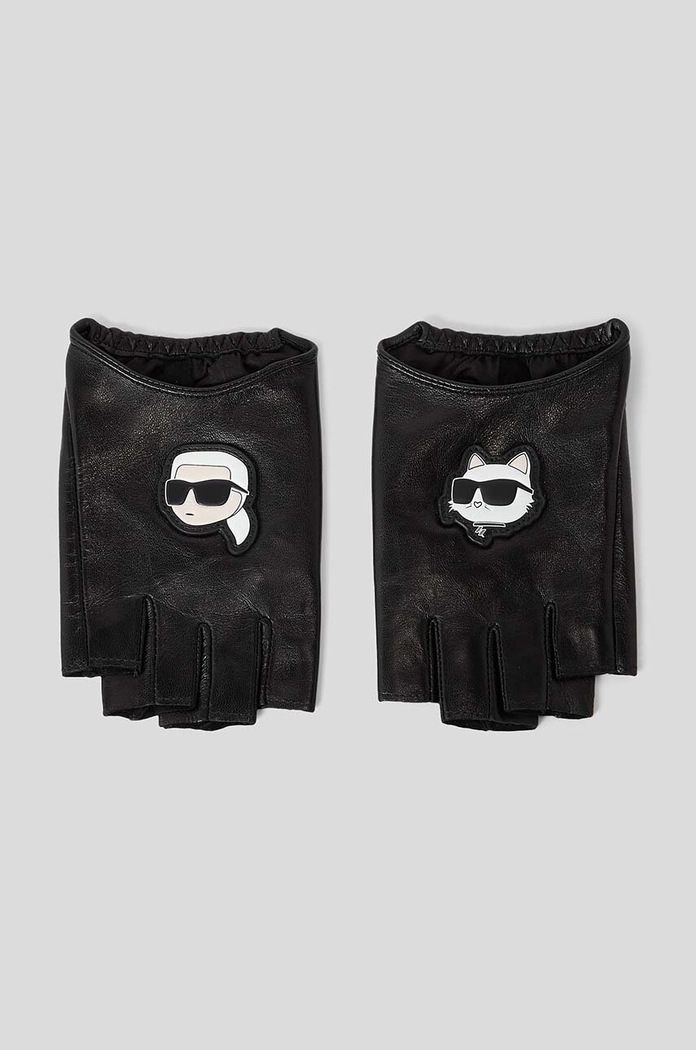 Kožené rukavice Karl Lagerfeld přírodní kůže černá 230W3601