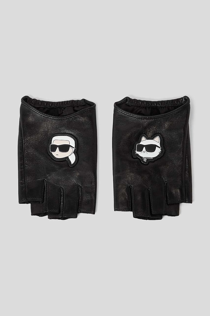 Kožené rukavice Karl Lagerfeld přírodní kůže černá 230W3601