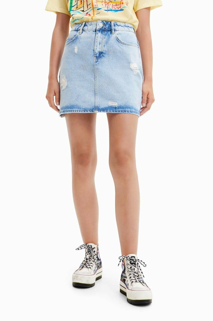 Desigual fustă din denim 23SWFD08 albastru SS23