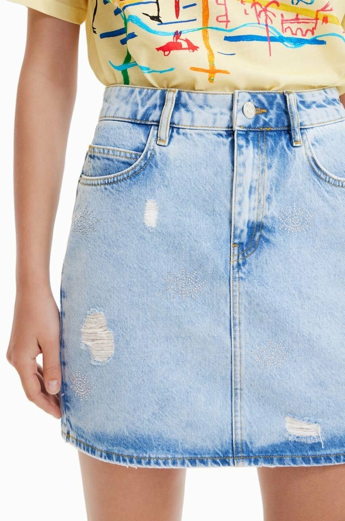 Îmbrăcăminte Desigual fustă din denim 23SWFD08 albastru