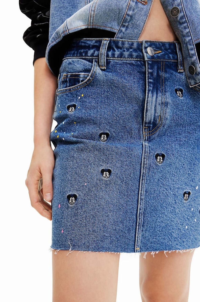 Desigual fustă din denim 23SWFD17 albastru SS23