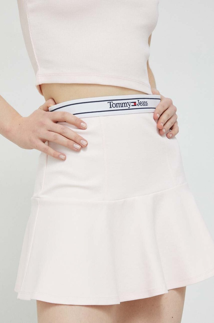 Tommy Jeans spódnica z elastanem różowy DW0DW15387.PPYX