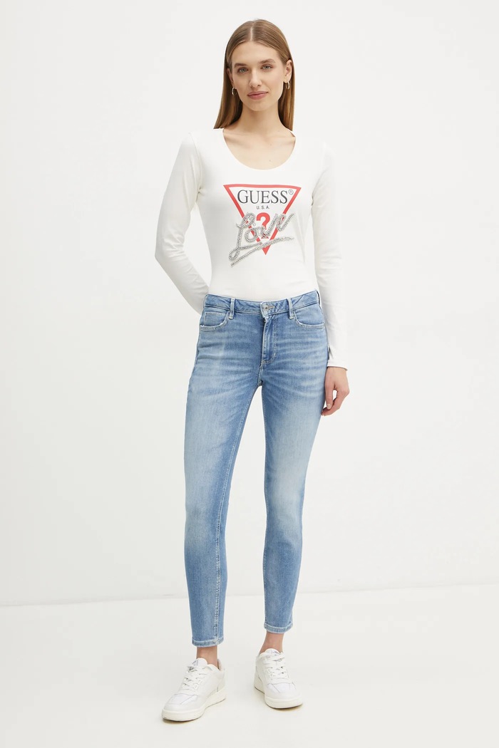 Kavbojke Guess W2YA46.D4Q01 modra SS26