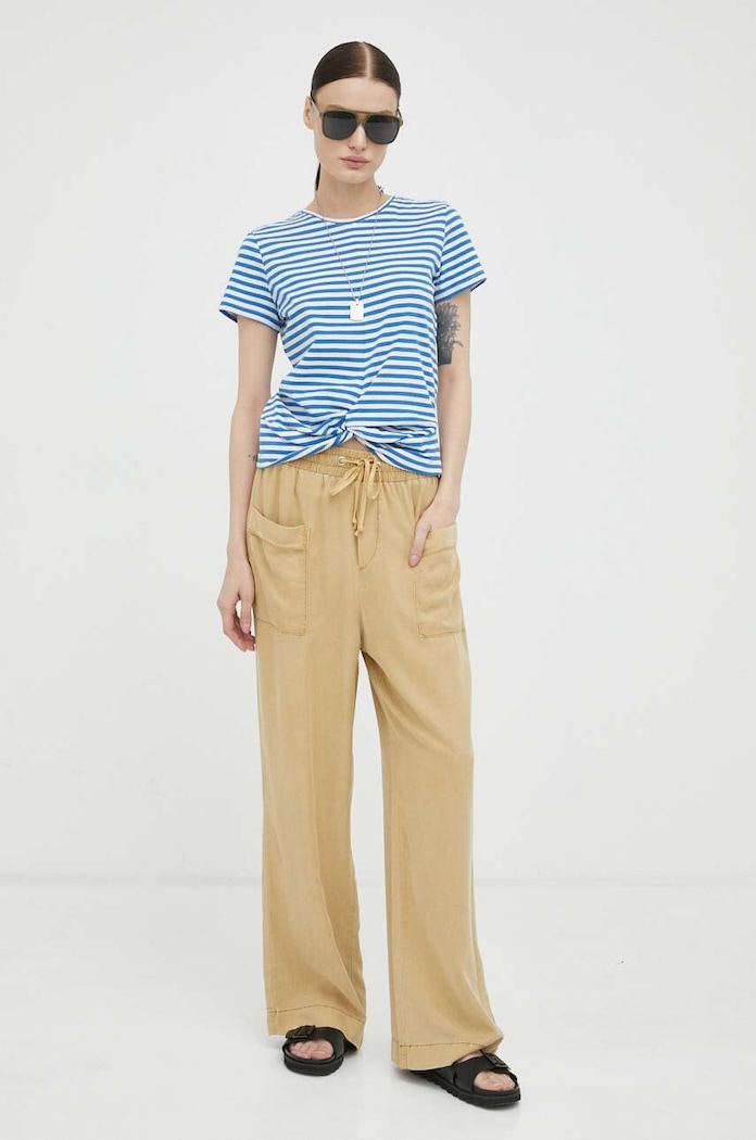 Mustang nadrág Style Drawstring Wide Leg 1013472.3100 bézs SS23