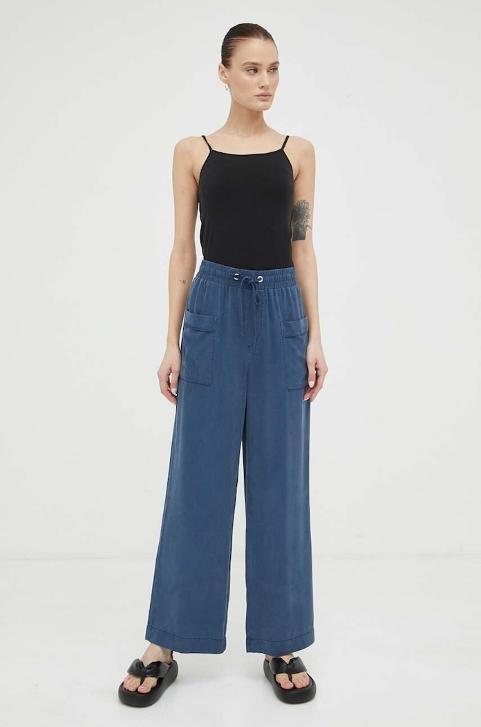 Mustang spodnie Style Drawstring Wide Leg tkanina granatowy 1013472.5429