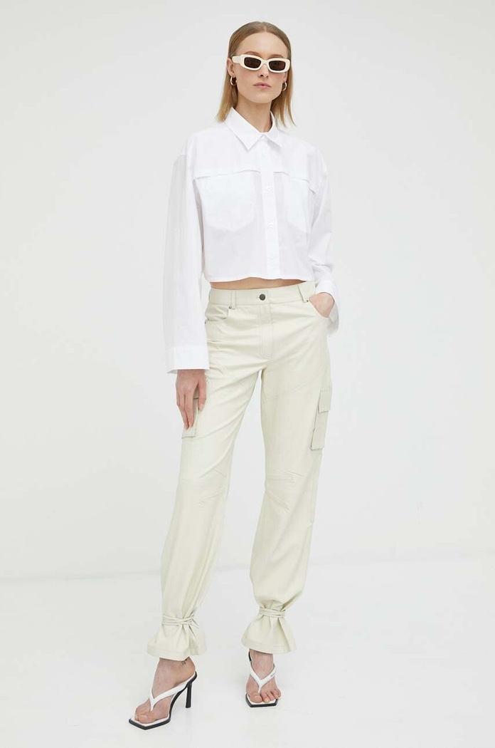 Herskind pantaloni de piele Trisa 4748940 bej SS23