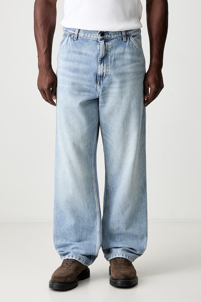 Carhartt WIP Carhartt WIP Single Knee Pant I032024 BLUE STONE WASHED jeansy relaxed fit męskie niebieski I032024