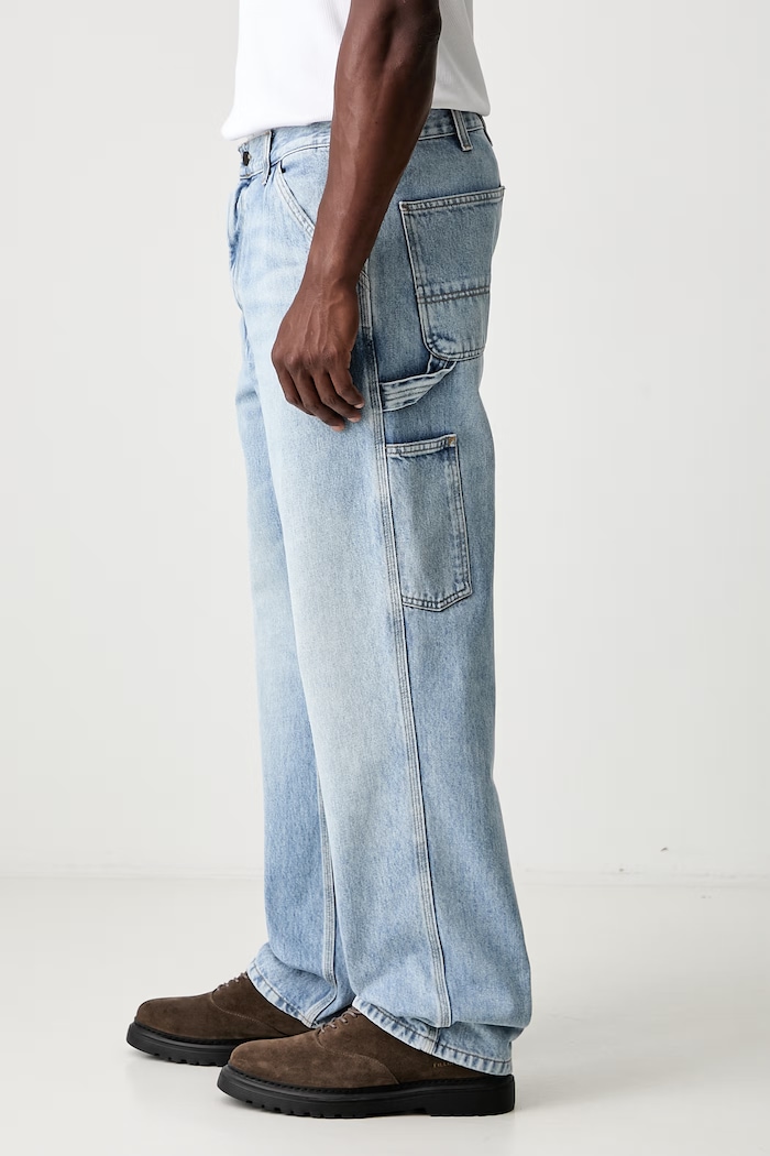 Carhartt WIP Carhartt WIP Single Knee Pant I032024 BLUE STONE WASHED jeansy relaxed fit męskie niebieski I032024