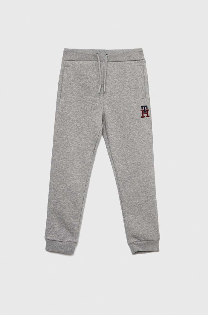 Detské tepláky Tommy Hilfiger melanž sivá KS0KS00297.PPYX