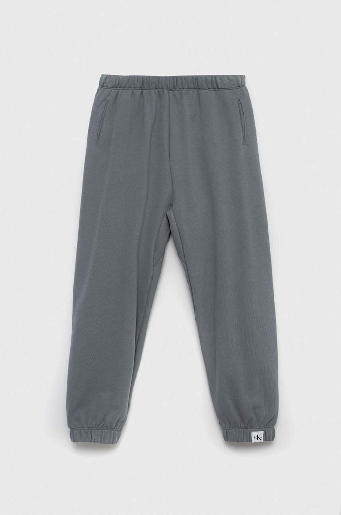 Calvin Klein Jeans spodnie dresowe dziecięce z elastanem szary IB0IB01592.PPYX