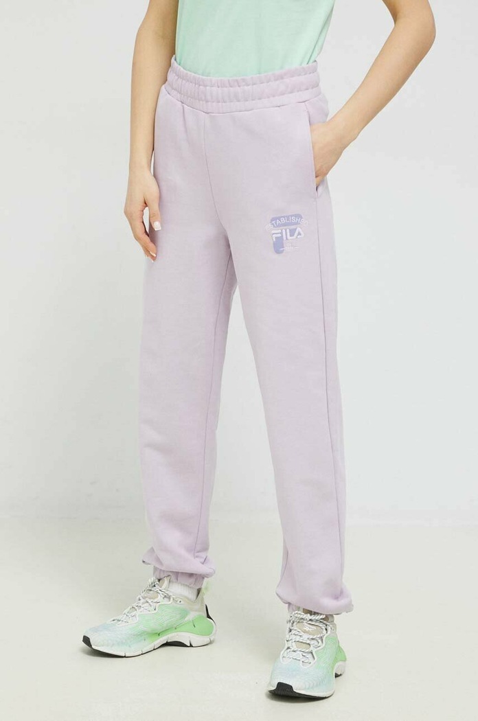 Fila pantaloni de trening din bumbac bumbac violet FAW0445