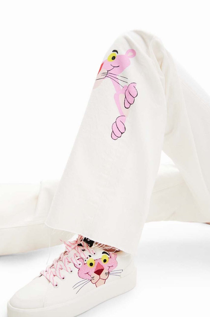 Odzież Desigual jeansy x Różowa Pantera 23SWDD61 biały