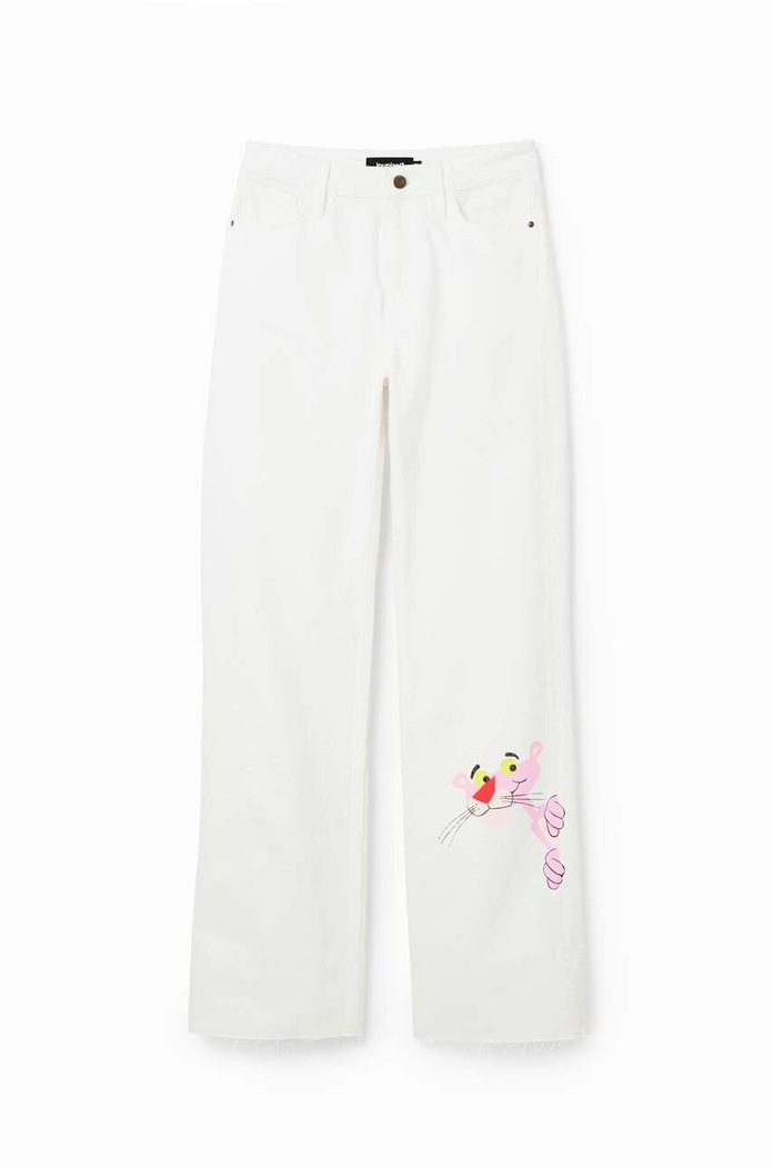 Desigual jeansy x Różowa Pantera 23SWDD61 biały