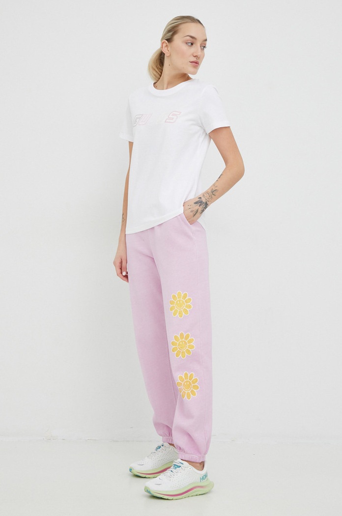 Βαμβακερό παντελόνι Billabong X SMILEY ABJNP00343 ροζ SS23