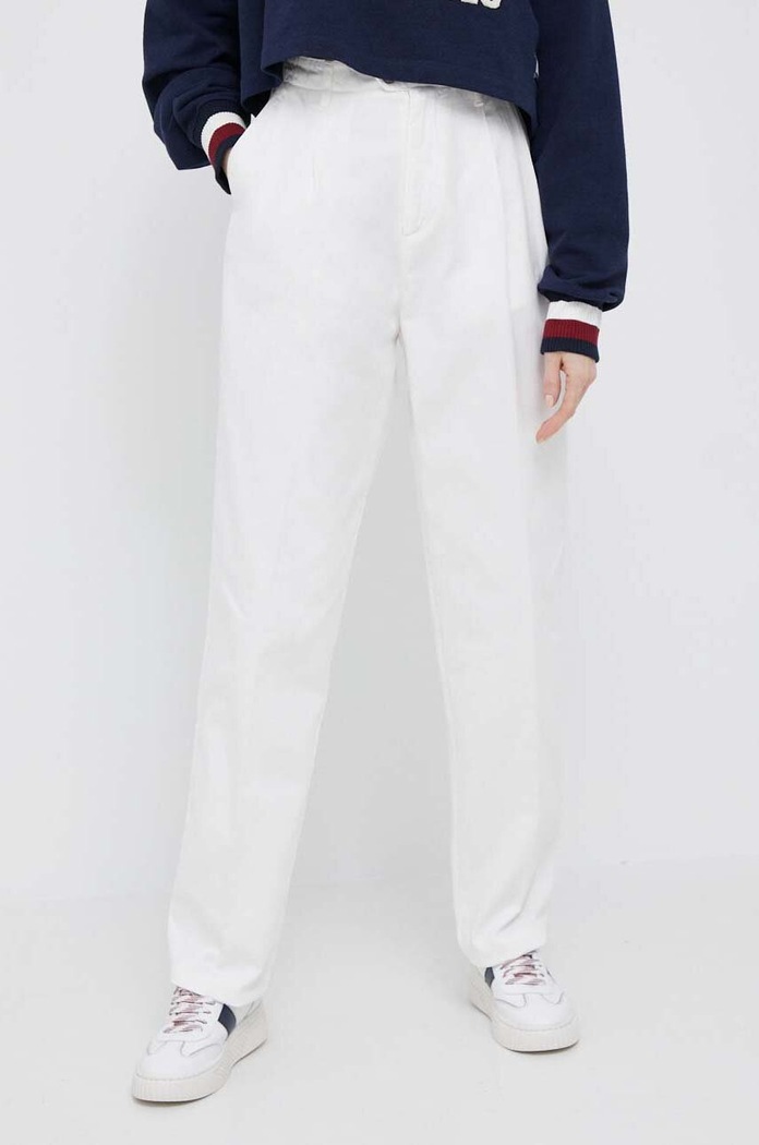 Bavlněné kalhoty Tommy Hilfiger x Shawn Mendes WW0WW38979.PPYX bílá SS23