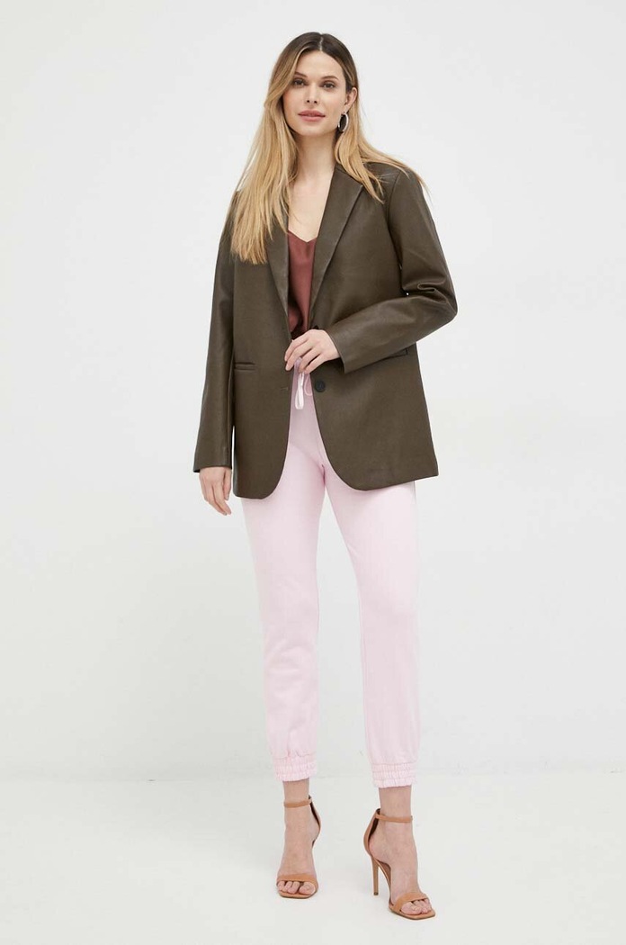 Pinko spodnie dresowe bawełniane 100371.A0KN różowy SS23