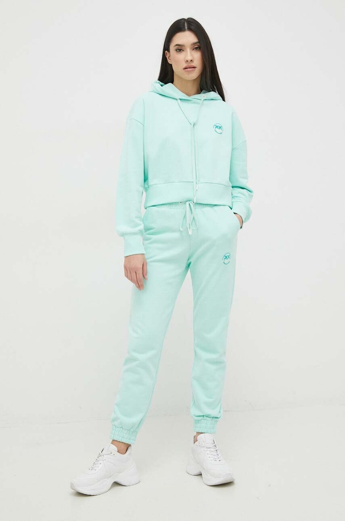 Pinko spodnie dresowe bawełniane 100371.A0KN zielony SS23