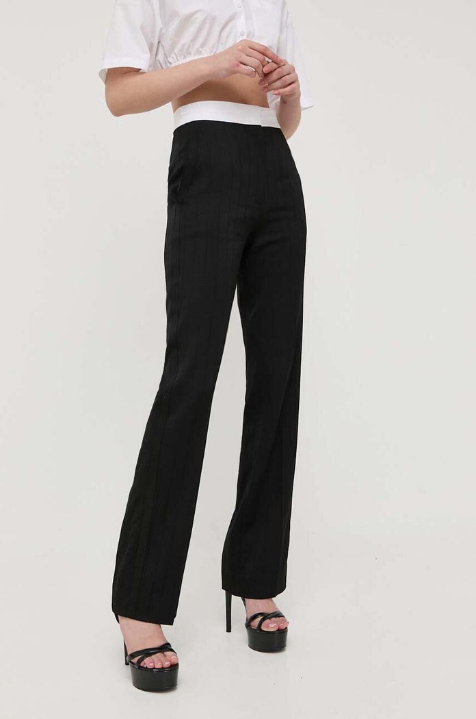 Victoria Beckham spodnie wełniane 1223WTR004725A czarny SS23