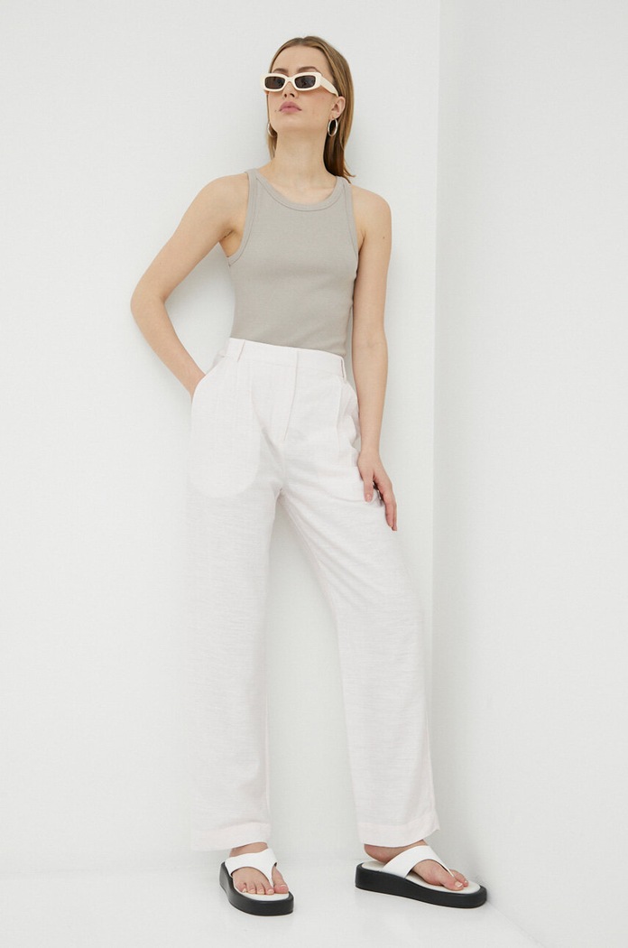 Samsoe Samsoe pantaloni Meme F23100168 roz SS23