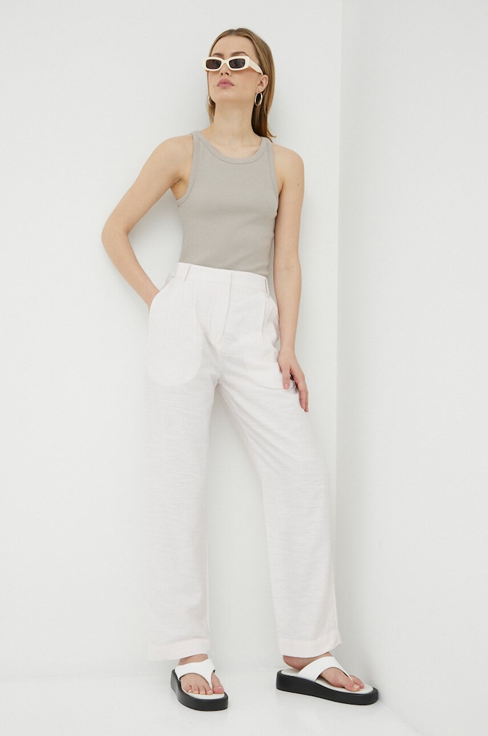 Samsoe Samsoe pantaloni Meme F23100168 roz SS23