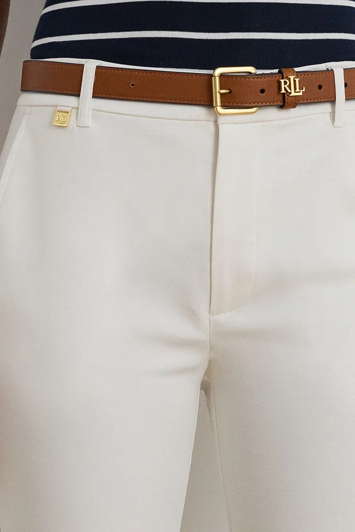 Lauren Ralph Lauren spodnie damskie z bawełną biały 200811955