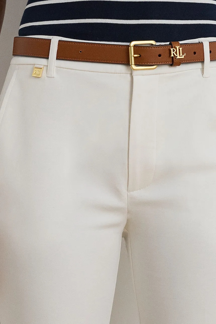 Lauren Ralph Lauren spodnie damskie z bawełną biały 200811955
