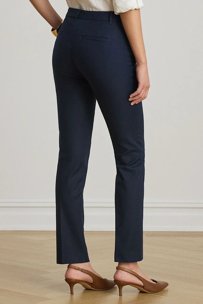 Lauren Ralph Lauren spodnie damskie z bawełną 200811955 granatowy SS26