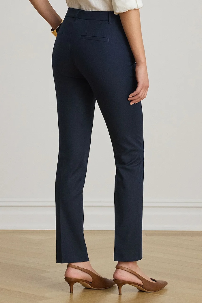 Lauren Ralph Lauren spodnie damskie z bawełną 200811955 granatowy SS26