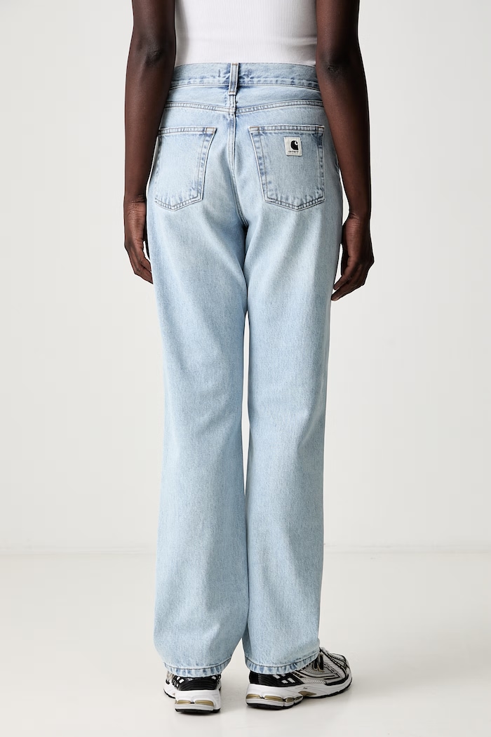 Odzież Carhartt WIP jeansy straight damskie I031920 niebieski