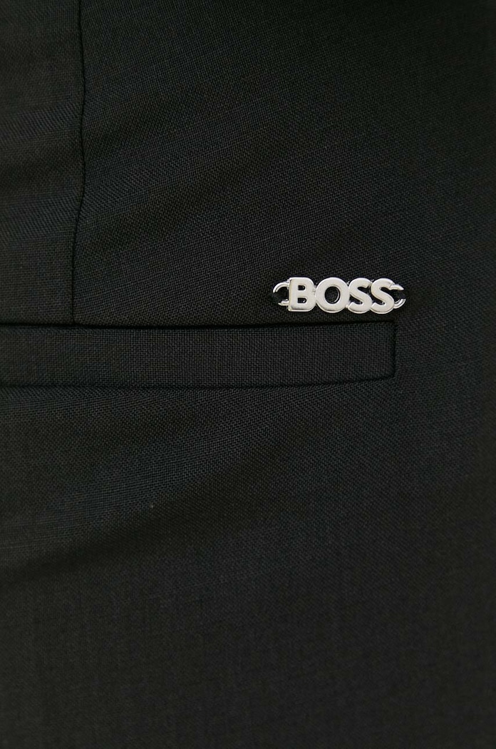 Μάλλινο παντελόνι BOSS San Jared-C μαύρο 50490051
