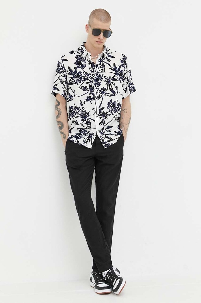Solid pantaloni din in 21107170.194008 negru ZS24