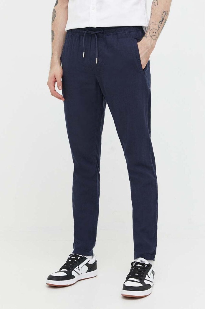 Solid Pantaloni din in bleumarin 21107170.194010
