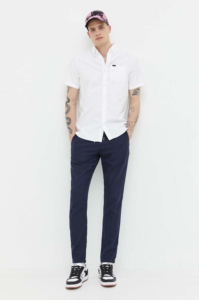 Solid Pantaloni din in 21107170.194010 bleumarin ZS24