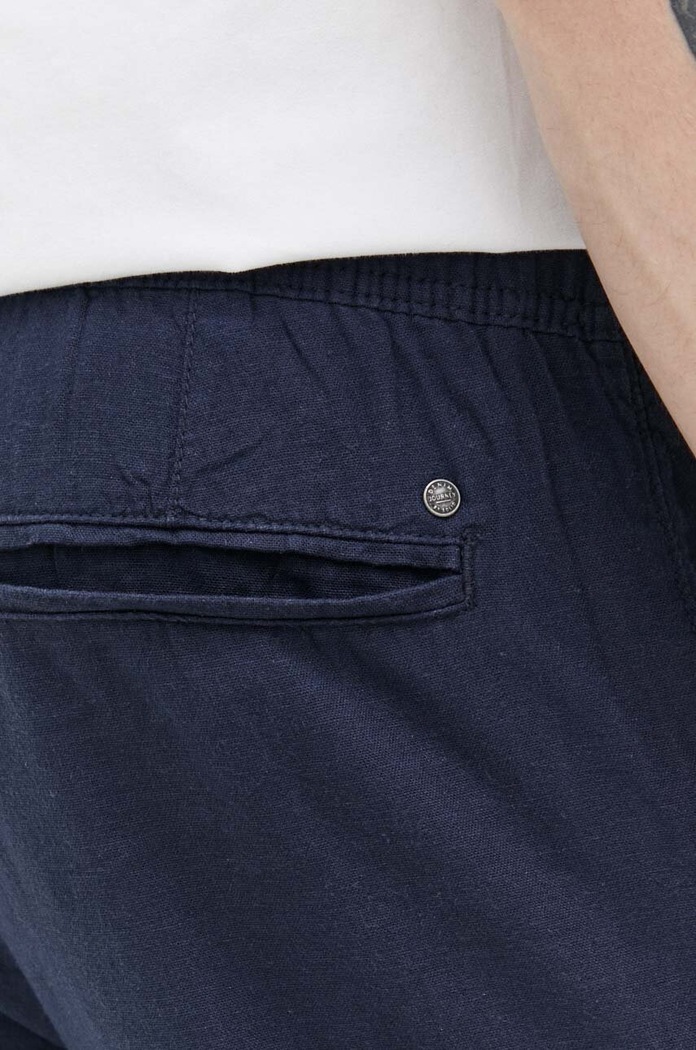 Pantaloni din in Solid 21107170.194010 bleumarin