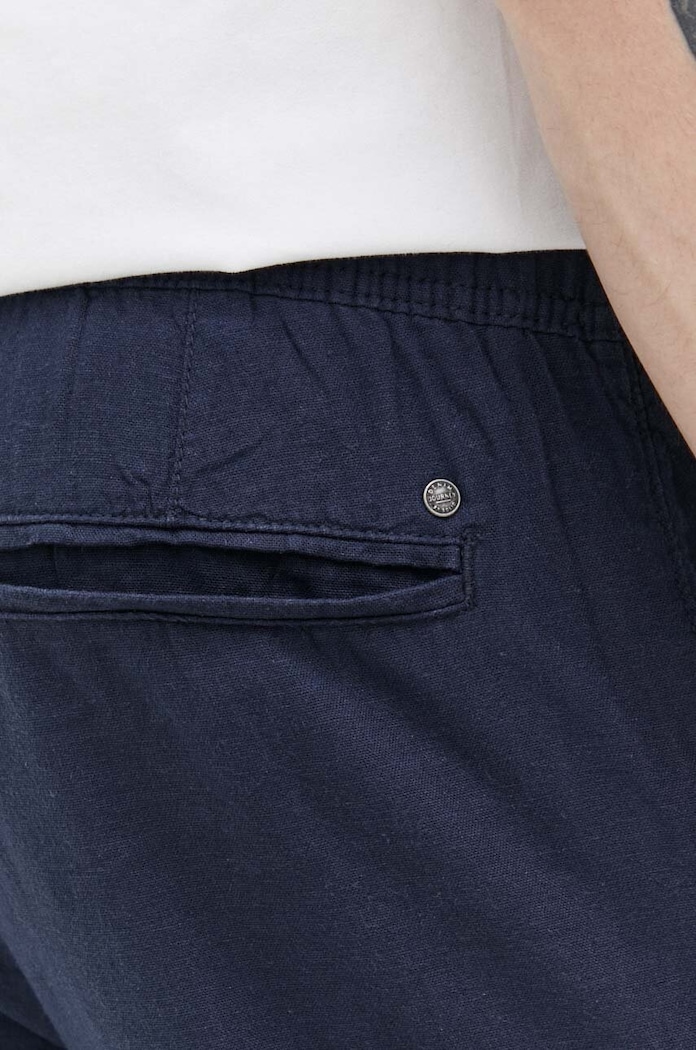 Pantaloni din in Solid 21107170.194010 bleumarin