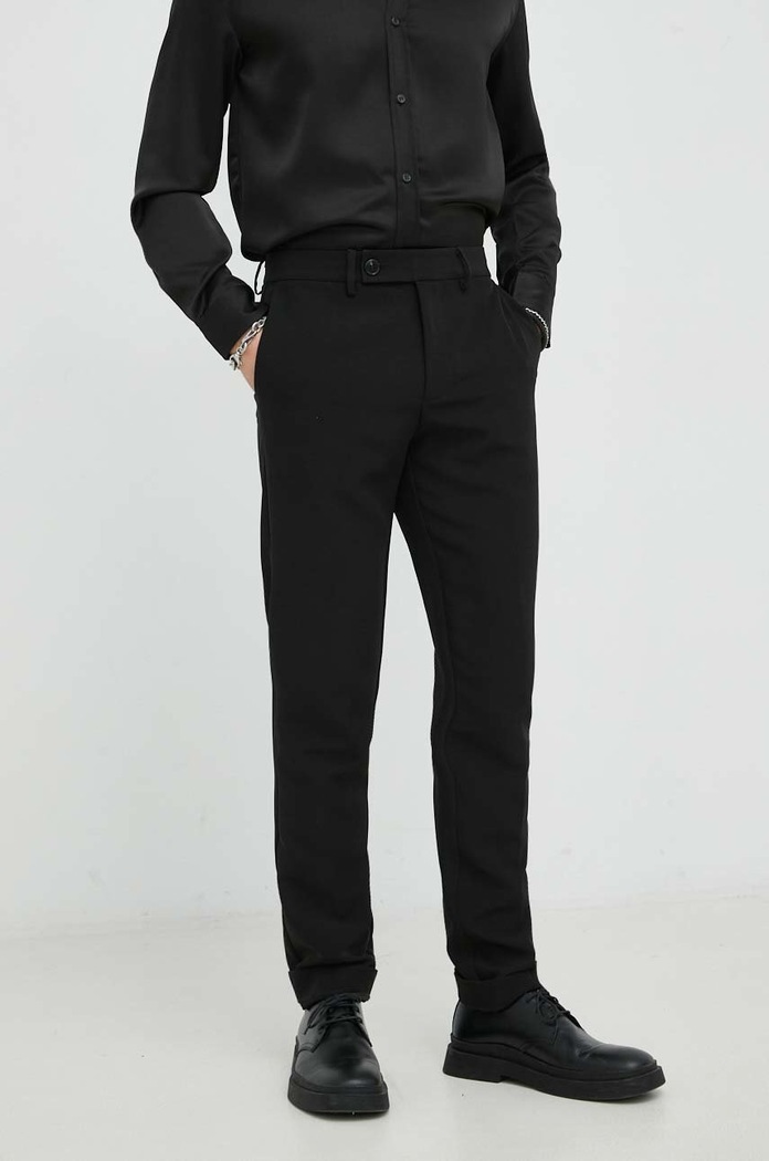 Bruuns Bazaar spodnie KarlSus Basic Pants z elastanem czarny BBM1499
