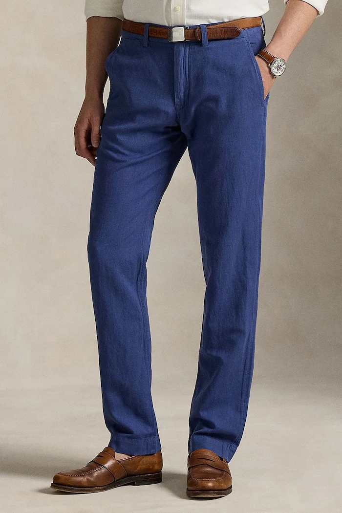 Polo Ralph Lauren spodnie lniane 710901796 granatowy AW25