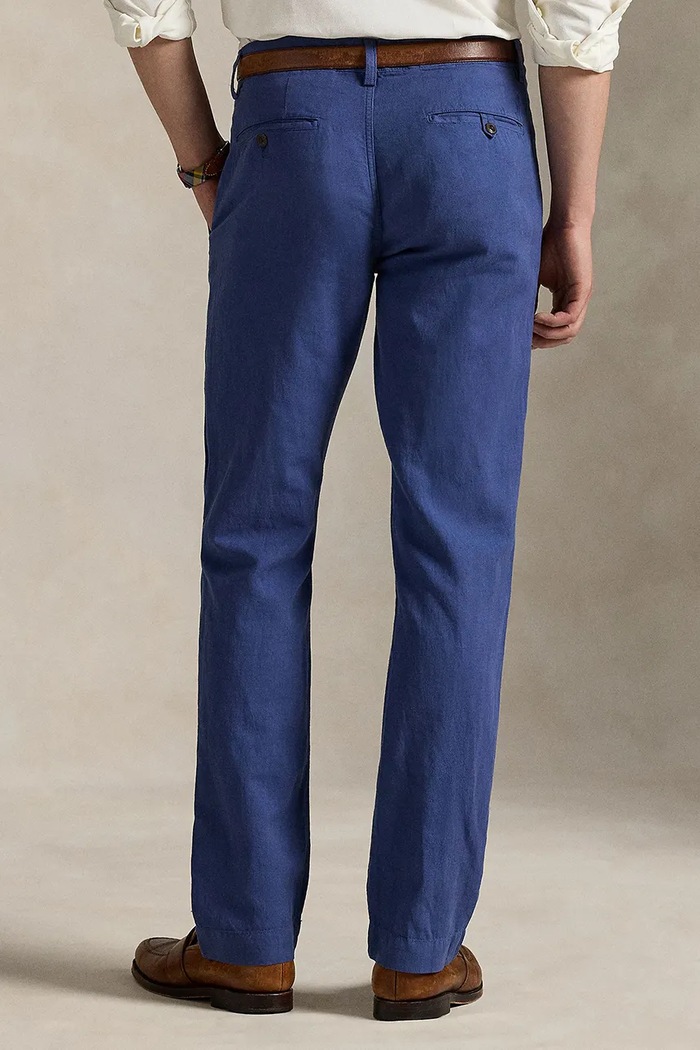 Odzież Polo Ralph Lauren spodnie lniane 710901796 granatowy