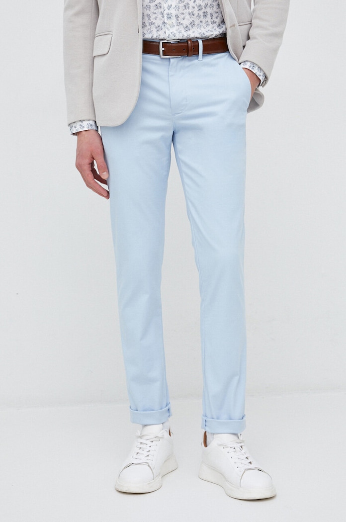 Tommy Hilfiger spodnie z elastanem niebieski MW0MW26619.PPYX
