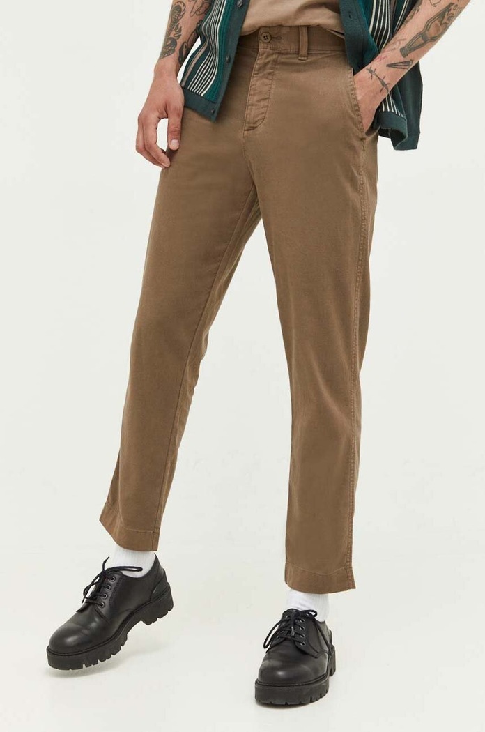 Abercrombie & Fitch nadrág vászonkeverékből len szállal barna KI130.3069.420