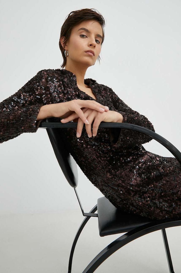 Šaty Samsoe Samsoe nášivka hnědá F22400087