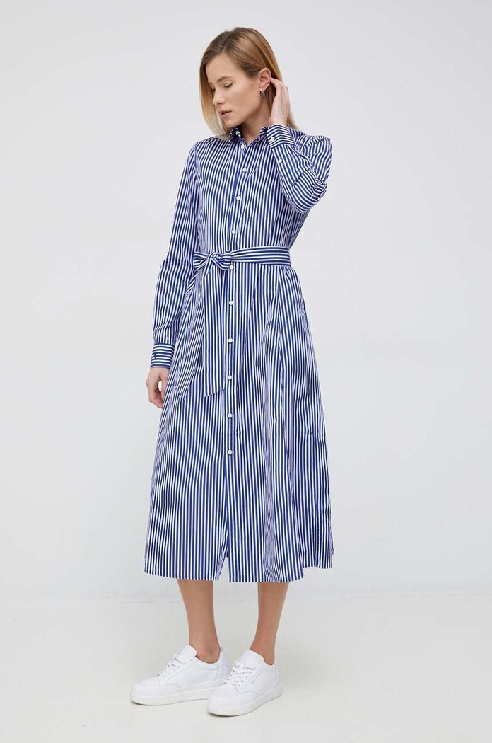 Bavlněné šaty Polo Ralph Lauren midi modrá 211891430