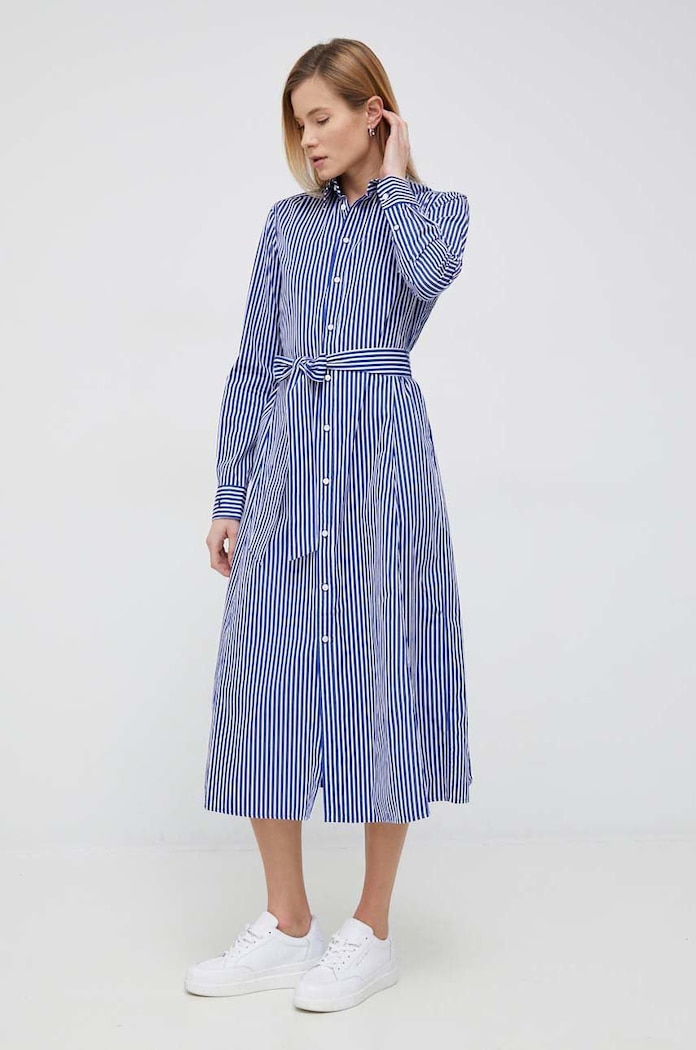 Bavlněné šaty Polo Ralph Lauren midi modrá 211891430