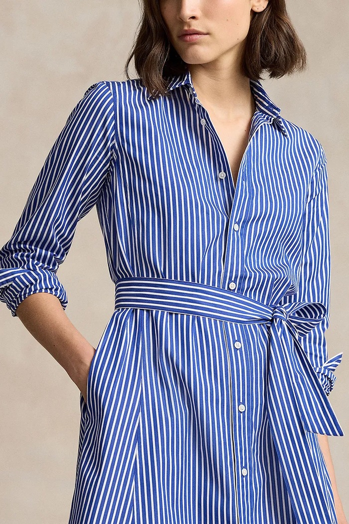 Βαμβακερό φόρεμα Polo Ralph Lauren μπλε 211891430