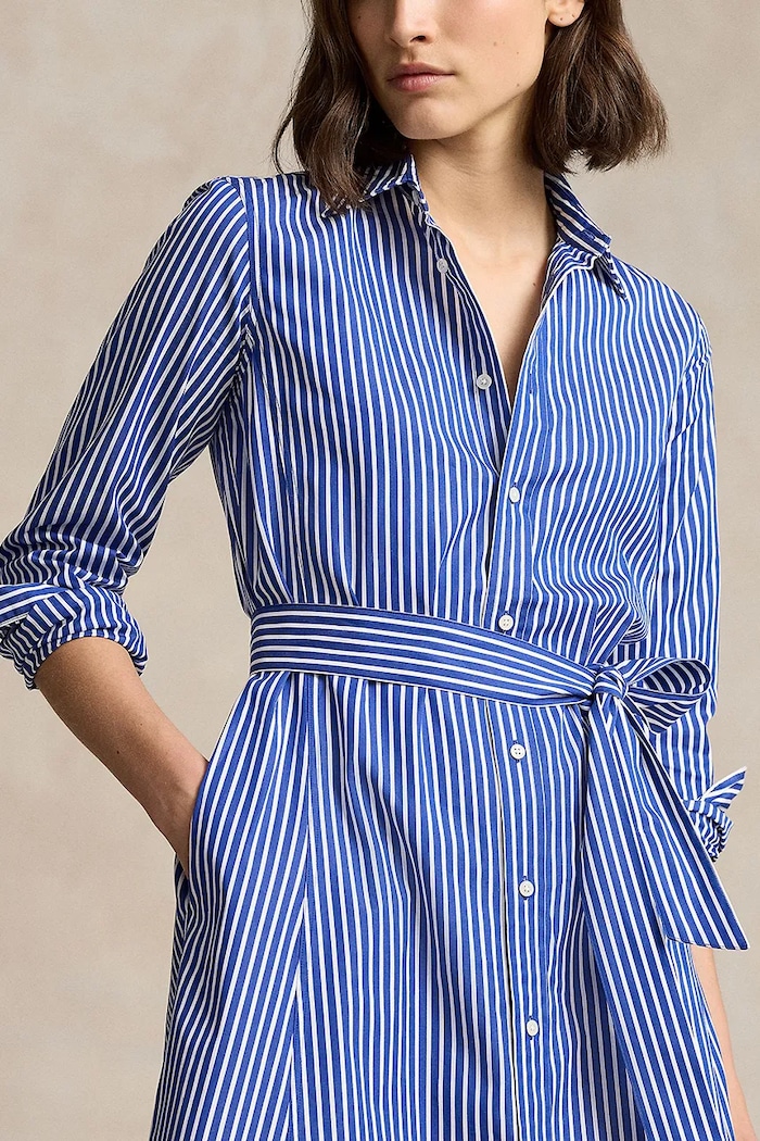 Βαμβακερό φόρεμα Polo Ralph Lauren μπλε 211891430